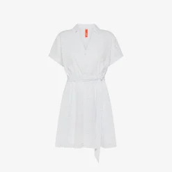 Online Abito chemisier in cotone Sangallo bianco Donna Abiti|Beachwear Donna