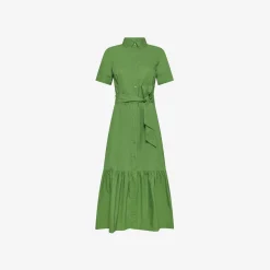 Discount Abito chemisier in cotone verde oliva Donna Abiti