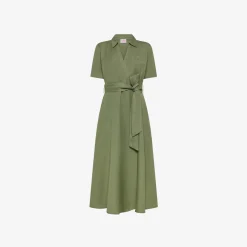 Online Abito chemisier in lino verde salvia Donna Abiti