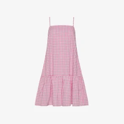 Clearance Abito in cotone check fucsia e bianco Donna Abiti