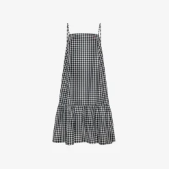 Hot Abito in cotone check nero e bianco Donna Abiti