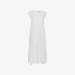 Outlet Abito in cotone Sangallo bianco Donna Abiti|Beachwear Donna