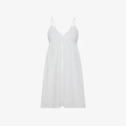 Best Abito in cotone Sangallo bianco Donna Abiti|Beachwear Donna