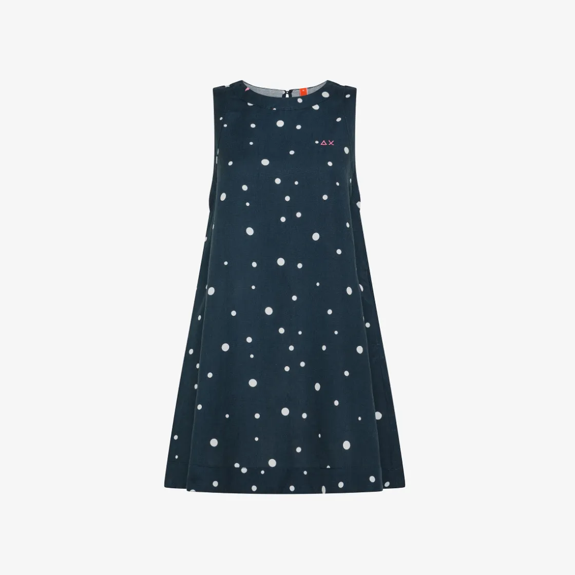 Discount Abito in lino blu navy e bianco a pois Donna Abiti|Beachwear Donna