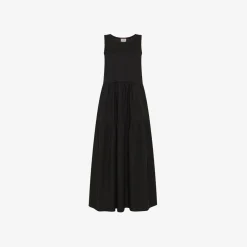 Clearance Abito lungo in cotone nero Donna Abiti