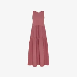 Online Abito lungo in cotone rosa scuro Donna Abiti