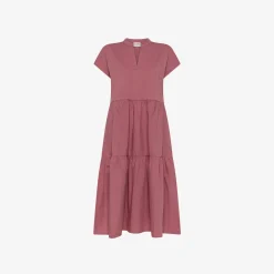 Discount Abito lungo in cotone rosa scuro Donna Abiti