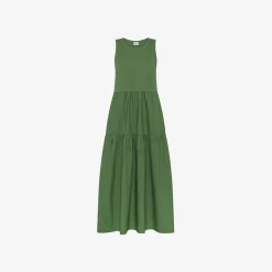 Best Abito lungo in cotone verde salvia Donna Abiti
