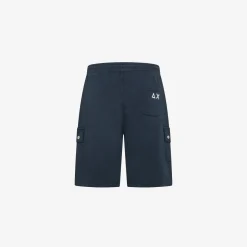 Clearance Bermuda cargo blu navy in felpa Uomo Felpe|Pantaloni
