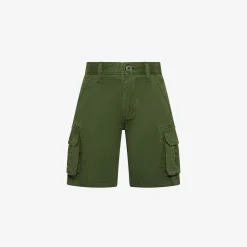 Outlet Bermuda cargo in cotone verde scuro Bambino Pantaloni