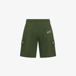 Fashion Bermuda cargo in felpa verde scuro Bambino Pantaloni|Felpe