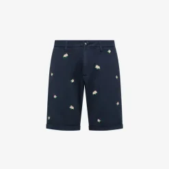 Clearance Bermuda chino con ricami bianco panna Uomo Pantaloni