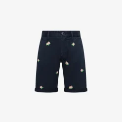 Discount Bermuda chino con ricami blu navy Bambino Pantaloni
