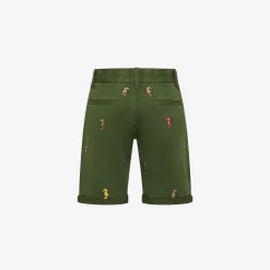 Fashion Bermuda chino con ricami verde scuro Bambino Pantaloni