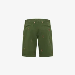 Outlet Bermuda chino con ricami verde scuro Uomo Pantaloni