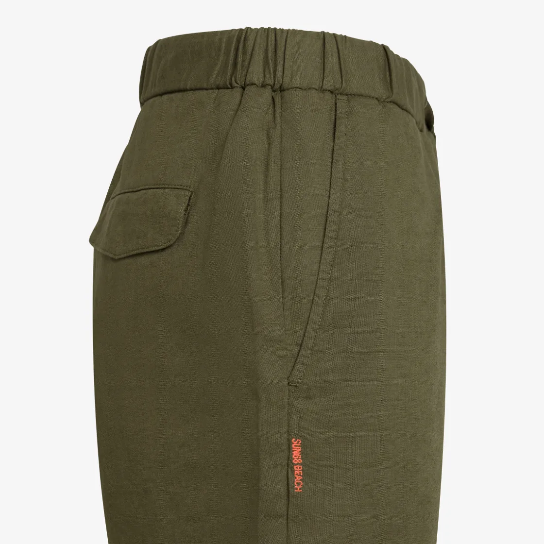 New Bermuda in lino e cotone verde scuro Uomo Pantaloni|Beachwear Uomo