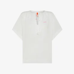 Outlet Blusa in cotone bianco Donna Camicie|Beachwear Donna