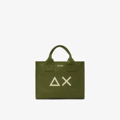 Hot Borsa mare in canvas di cotone verde scuro Donna Accessori Donna|Borse