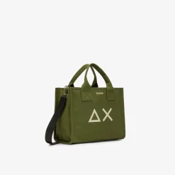 Hot Borsa mare in canvas di cotone verde scuro Donna Accessori Donna|Borse