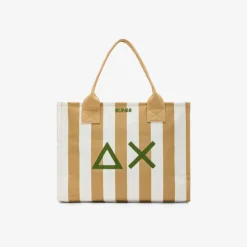 Discount Borsa mare in canvas di cotone a pois beige e bianco Donna Borse|Accessori Donna