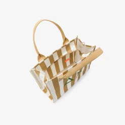 Discount Borsa mare in canvas di cotone a pois beige e bianco Donna Borse|Accessori Donna