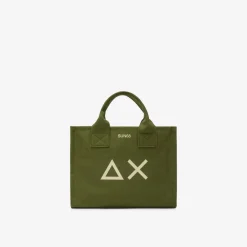 Sale Borsa mare in canvas di cotone a pois avio scuro e bianco Donna Borse|Accessori Donna