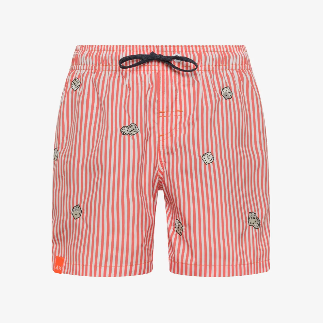 Fashion Boxer mare a righe arancio e bianco con ricami Costumi Bimbo