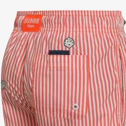 Fashion Boxer mare a righe arancio e bianco con ricami Costumi Bimbo