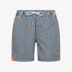 Hot Boxer mare a righe blu navy e bianco con ricami Costumi Bimbo
