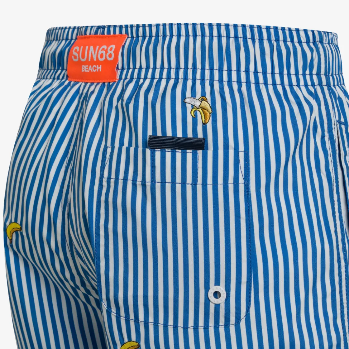 Clearance Boxer mare a righe blu royal e bianco con ricami Costumi Bimbo