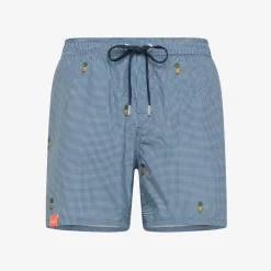 Sale Boxer mare blu navy e bianco check con ricami Uomo Costumi Uomo