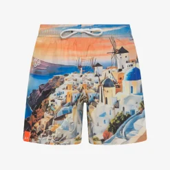 Discount Boxer mare con stampa arancio e blu royal Costumi Bimbo
