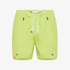 Discount Boxer mare giallo lime check con ricami Uomo Costumi Uomo