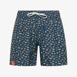 Online Boxer mare in nylon stampato blu navy e bianco Costumi Bimbo