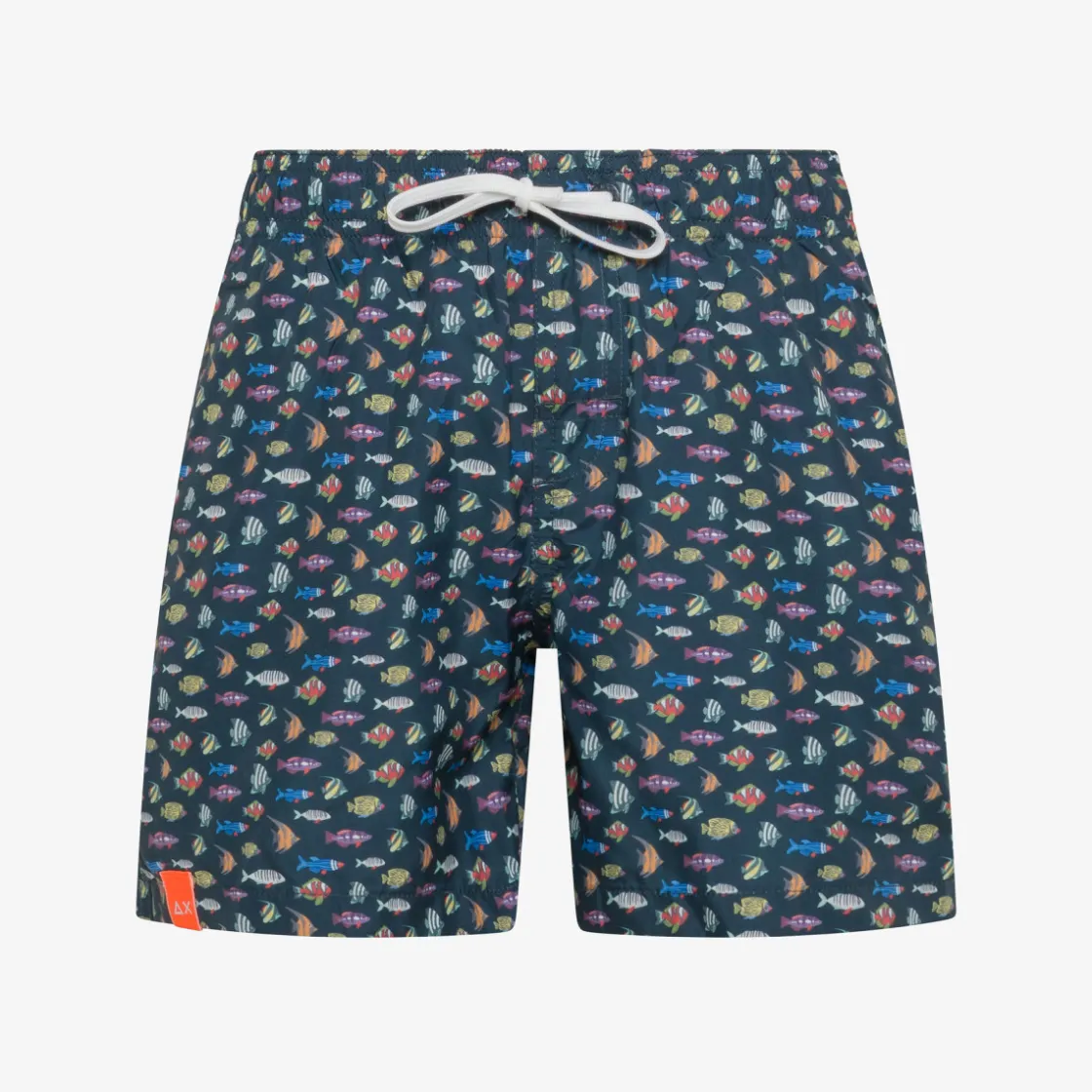 Online Boxer mare in nylon stampato blu navy e bianco Costumi Bimbo