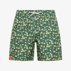 Online Boxer mare in nylon stampato verde scuro e giallo limone Costumi Bimbo