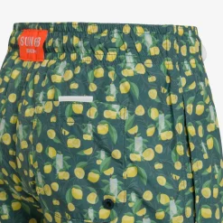 Online Boxer mare in nylon stampato verde scuro e giallo limone Costumi Bimbo
