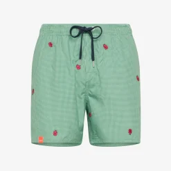 Clearance Boxer mare verde prato e bianco check con ricami Uomo Costumi Uomo