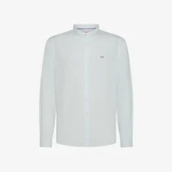 Discount Camicia alla coreana in lino e cotone bianco Uomo Camicie