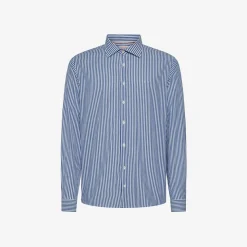 Best Camicia in cotone a righe bianche e blu navy Uomo Camicie