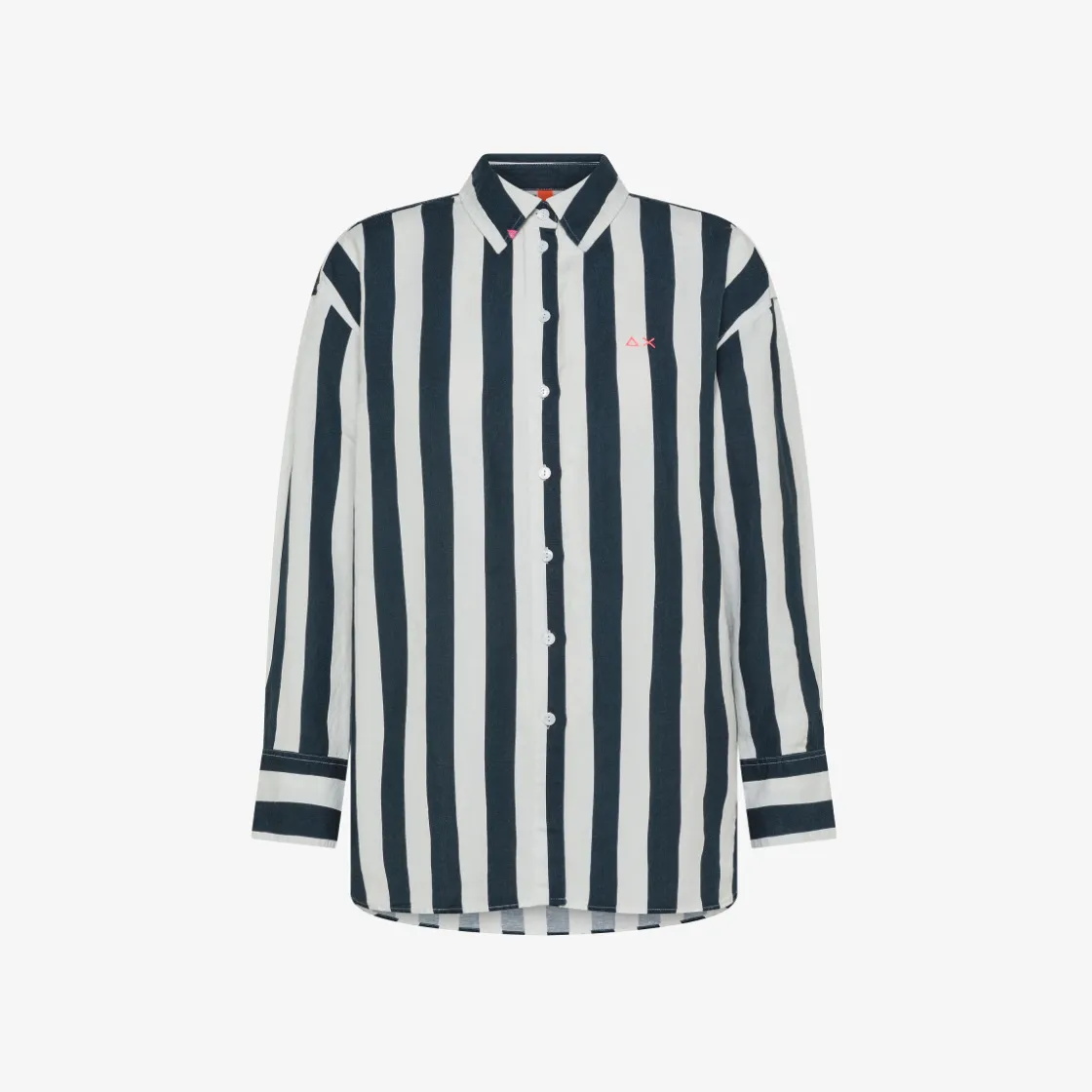 Clearance Camicia in lino a righe bianche e blu navy Donna Camicie|Beachwear Donna