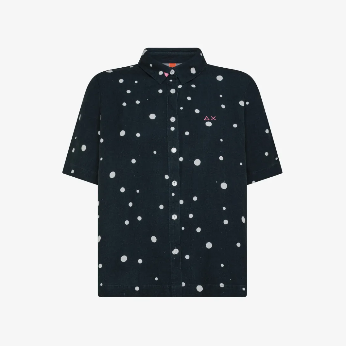 Online Camicia in lino blu navy e bianco a pois Donna Camicie|Beachwear Donna