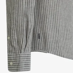 Hot Camicia in lino e cotone a righe bianche e grigio scuro Uomo Camicie