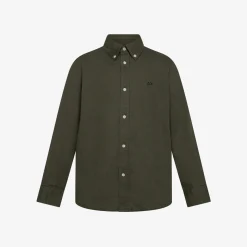 Fashion Camicia in lino e cotone verde scuro Bambino Camicie