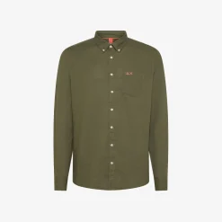 Hot Camicia in lino e cotone verde scuro Uomo Camicie|Beachwear Uomo