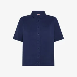New Camicia in tessuto fluido blu navy Donna Camicie
