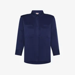 Fashion Camicia in twill di cotone blu navy Donna Giacche|Camicie