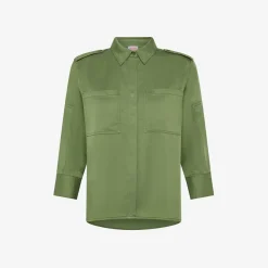 Fashion Camicia in twill di cotone verde salvia Donna Giacche|Camicie