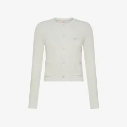 Online Cardigan in cotone a coste bianco panna Donna Maglie