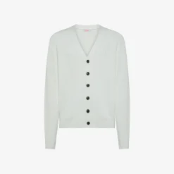 Best Cardigan in cotone a coste bianco panna Uomo Maglie